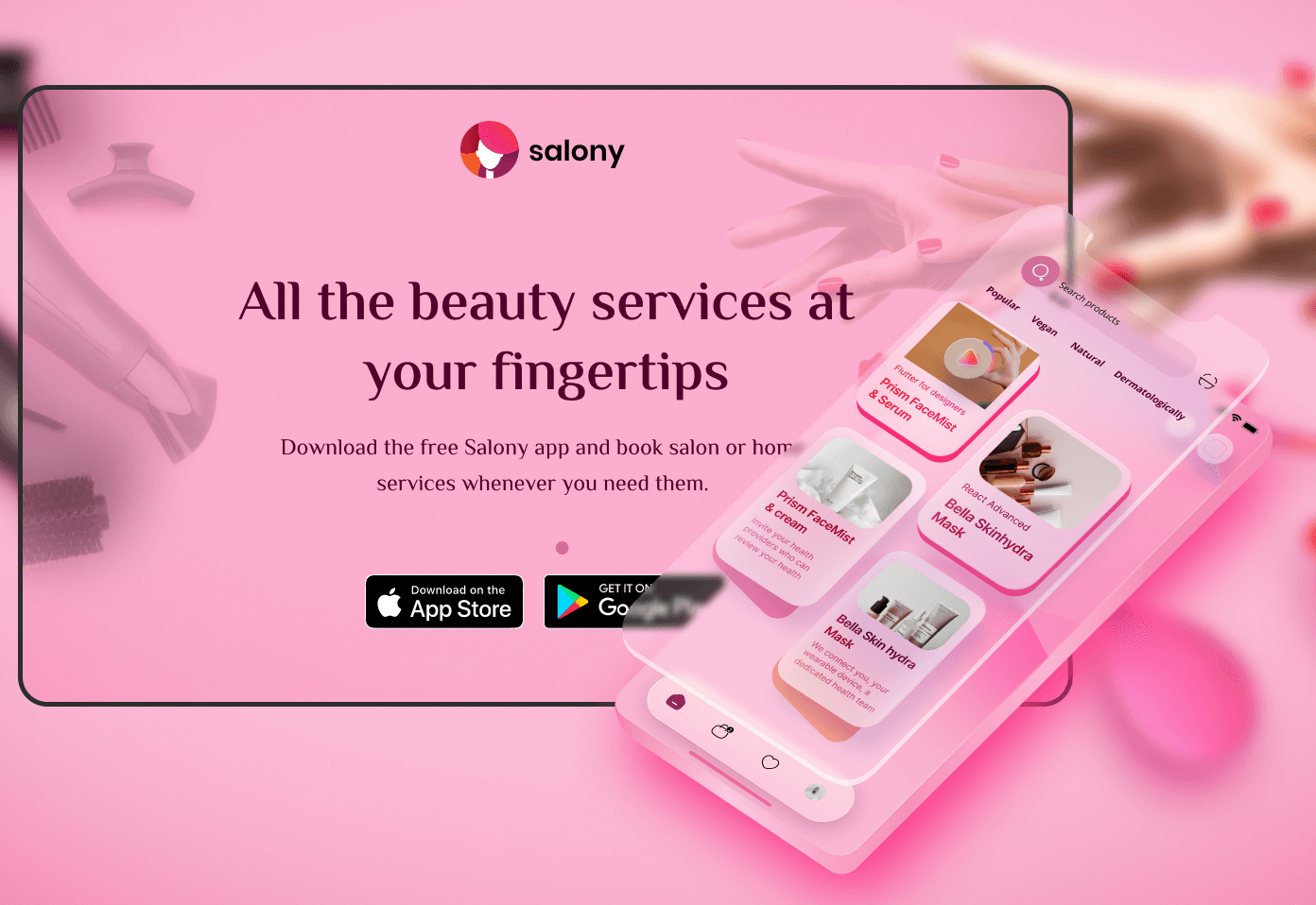 Salony — A beautycare mobile app that allows you to compare salons and services.