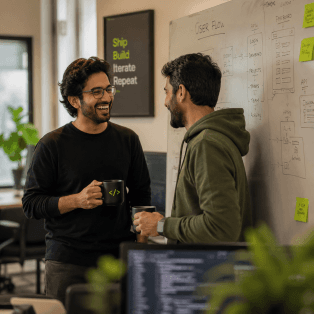 Solid Sphere design and product engineering leads reviewing mobile UI